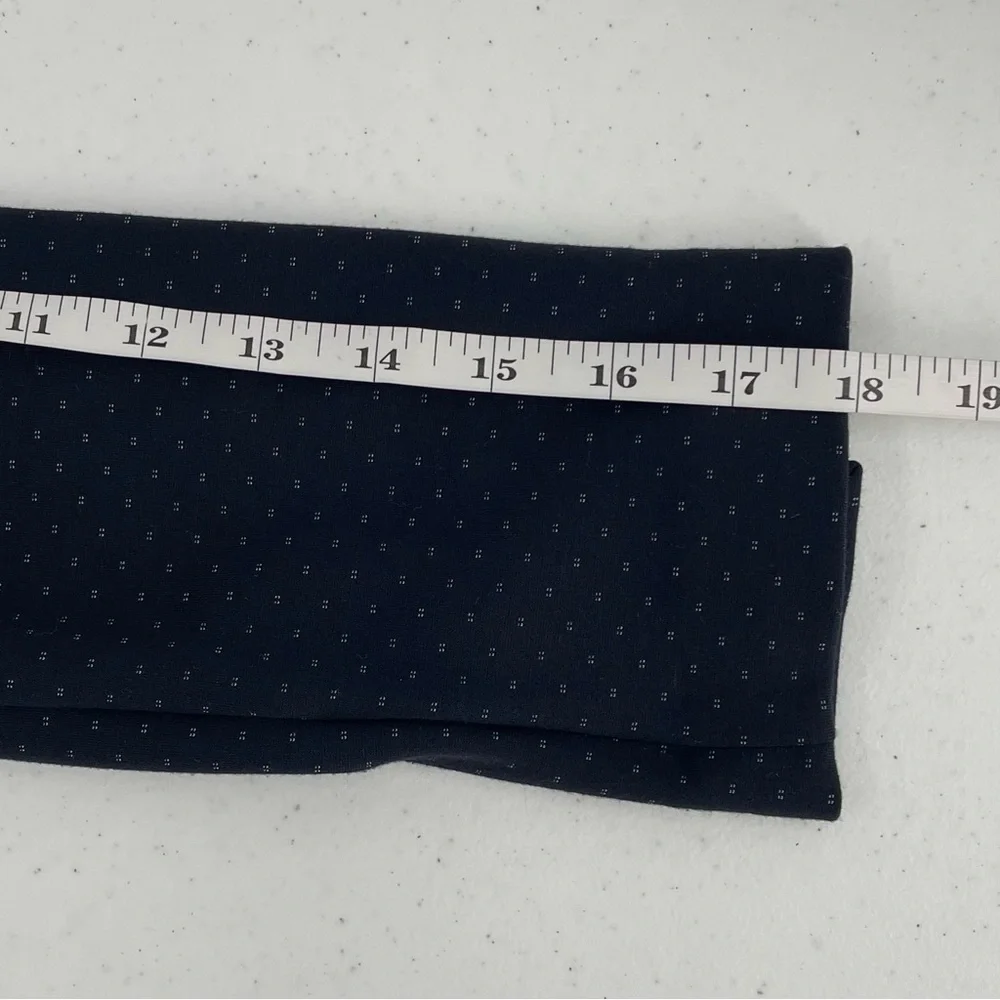 Cabi Carriage Navy Dot Stripe Detail Button Up Pockets Knit 3/4 Sleeve Jacket
